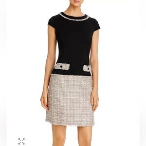NWT  Karl Lagerfeld Tweed & Solid Sheath Dress  Preppy Size 12 MSRP 149.50